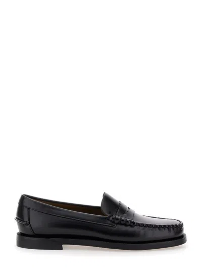 SEBAGO BLACK PULL-ON LOAFERS IN LEATHER WOMAN