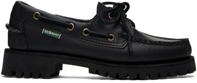 Sebago Black Ranger Moc Soft Loafers In 924 Total Black