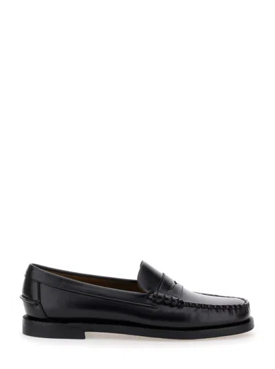 Sebago Black Leather Loafers In Nero Nero