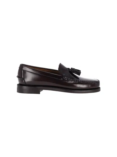 Sebago Brown Classic Will Tassel Leather Loafers In Burgundy