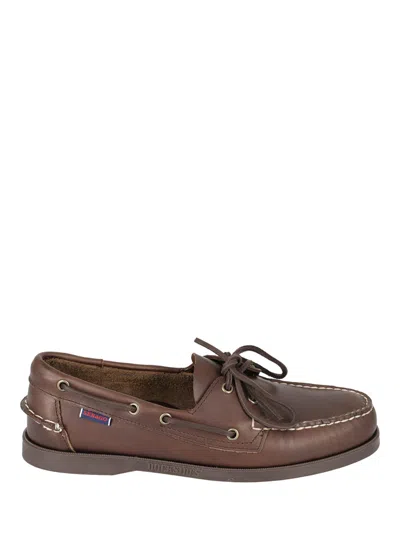 Sebago Brown Leather Loafers In Burgundy