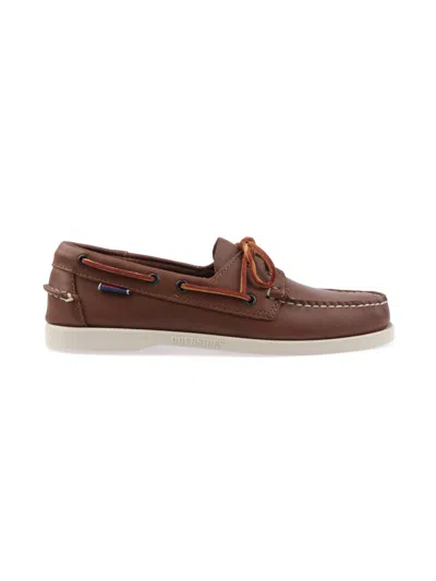 Sebago Brown Leather Loafers In Gray