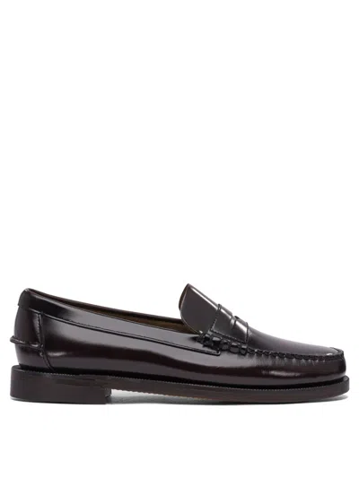 Sebago Brown Leather Moccasin Loafers In Black