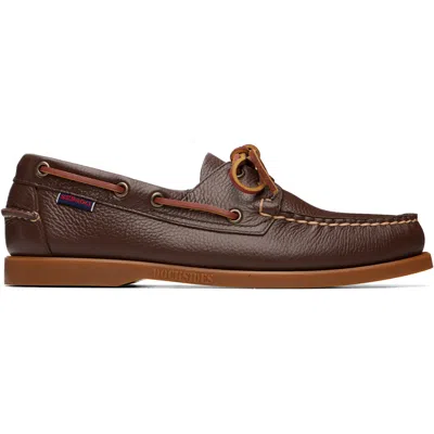 Sebago Brown Portland Martellato Boat Shoes In Animal Print
