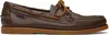 Sebago Brown Portland Martellato Boat Shoes In Brown Cognac-gum