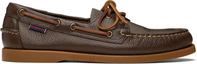 Sebago Brown Portland Martellato Boat Shoes In Brown Cognac-gum