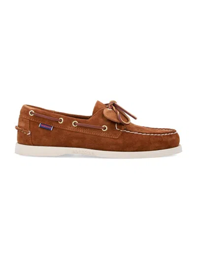 Sebago Brown Suede Boat Shoes With Detailed Stitching