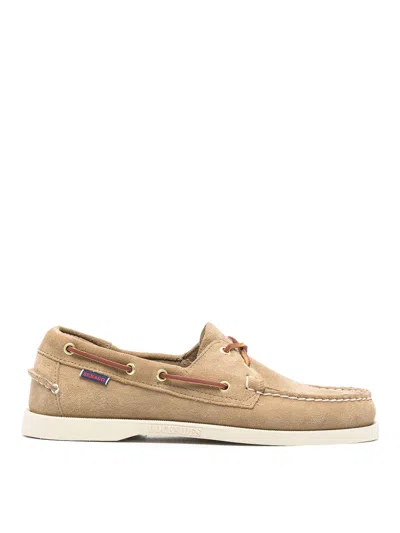 Sebago Calf Leather Loafers In Beige In Brown