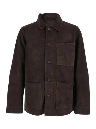 Sebago Camoscio Leather Front Zip Jacket For Men In Transparent