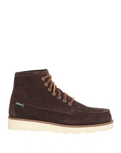Sebago Campsides Man Ankle Boots Chocolate Brown Size 7.5 Leather
