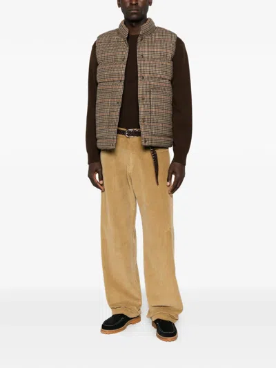 Sebago Check-pattern Padded Gilet In Brown