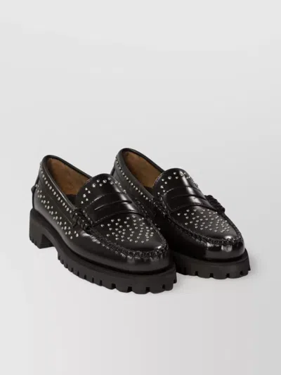Sebago Chunky Sole Leather Loafers With Studded Design