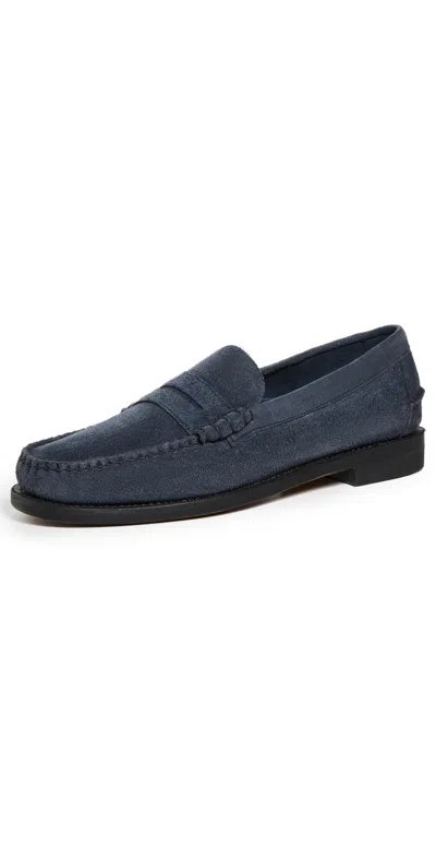 Sebago Navy Classic Dan Rough Out Loafers In Blue Universe