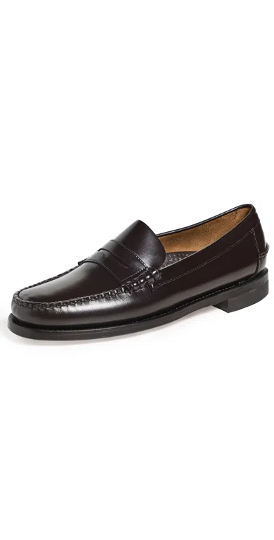 Sebago Classic Dan Leather Loafers Dk Coffee In Brown Burgundy