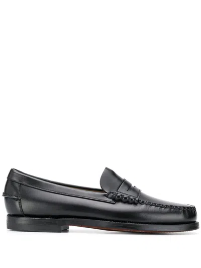 Sebago Black Leather Loafers In Nero Nero