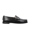 Sebago Black Calf Leather Loafers In Black