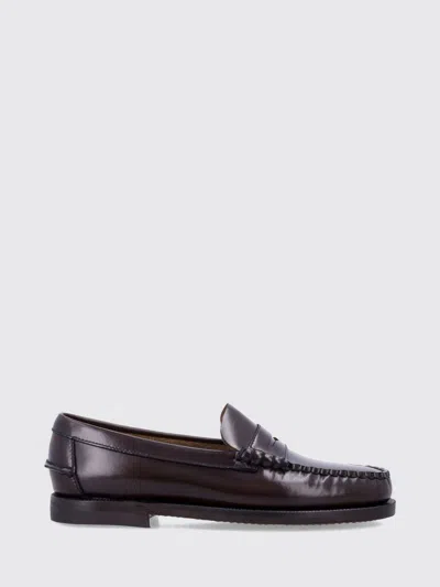 Sebago Classic Dan Smooth Calfskin Penny Loafers With Saddle Strap In Black