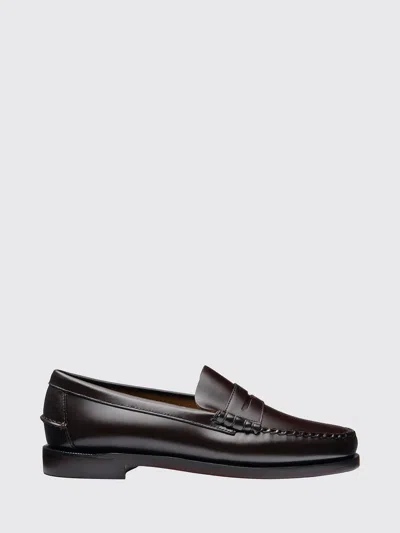Sebago Classic Dan Smooth Calfskin Penny Loafers With Saddle Strap In Brown