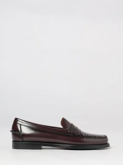 Sebago Classic Dan Smooth Leather Penny Loafers With Saddle Strap In Burgundy