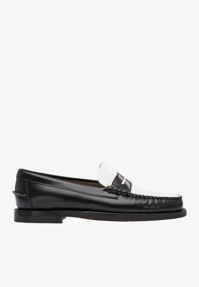 Sebago Classic Dan Two-tone Penny Loafers In Black