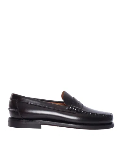 Sebago Classic Dan Almond-toe Full-grain Brushed Leather Loafers In Black