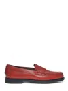 Sebago White Leather Danielle Pop Loafers In Red