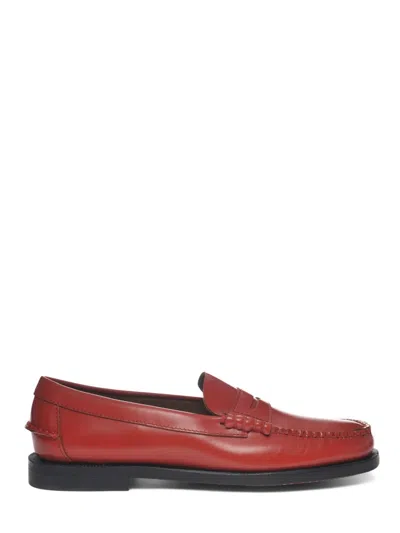 Sebago Classic Red Leather Slip-on Flat Shoes