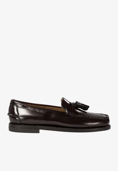 Sebago Classic Will Grained Leather Loafers In Dark Brown