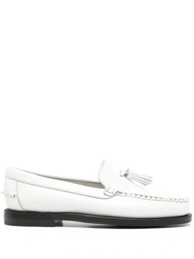 Sebago Stacked-heel Leather Loafers In White