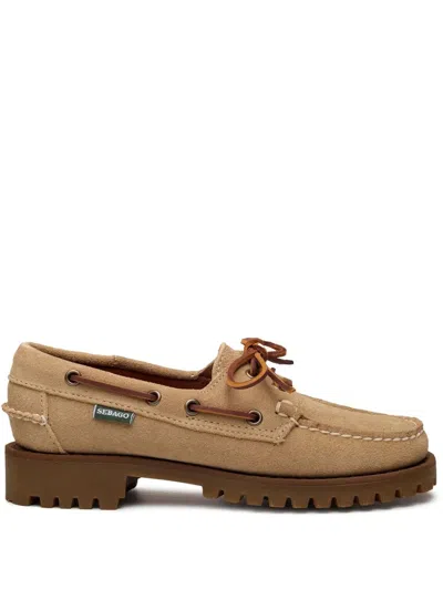 Sebago Contrast Stitch Leather Lace-up Shoes For Women In Beige