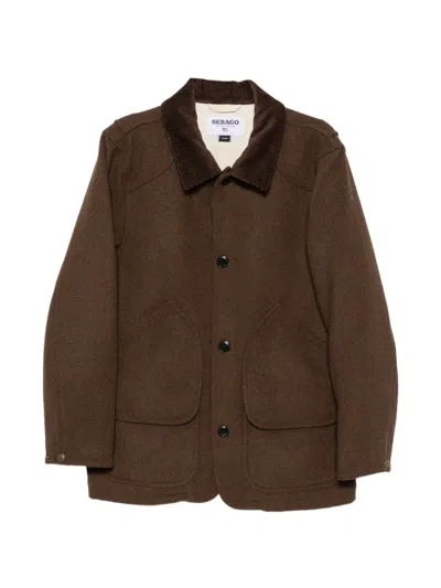 Sebago Corduroy-collar Button-fastening Jacket In Brown
