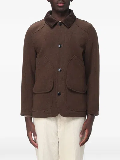 Sebago Corduroy-collar Button-up Jacket In Brown