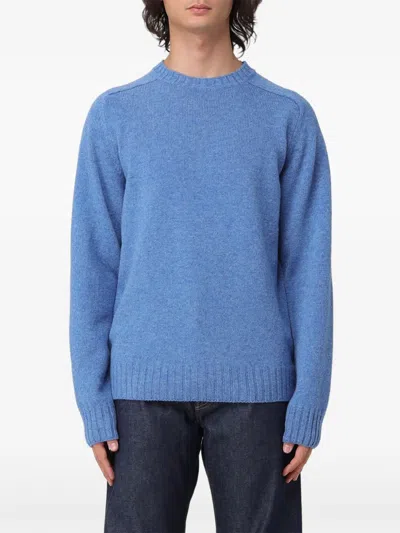 Sebago Relaxed Fit Crew Neck Sweater With Ribbed Details In Blue