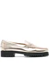 Sebago Dan 20mm Metallic Leather Loafers In Gold