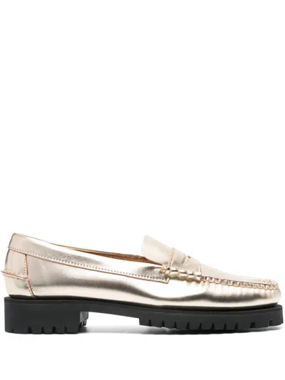 Sebago Dan 20mm Metallic Leather Loafers In Gold