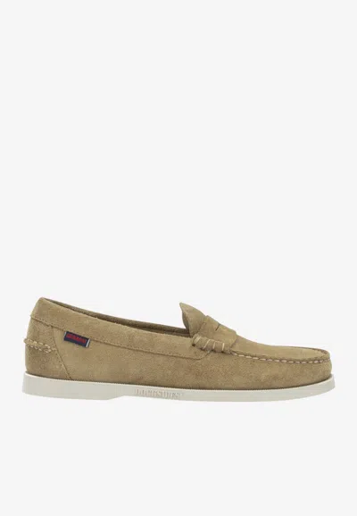 Sebago Dan Boat Suede Loafers In Beige