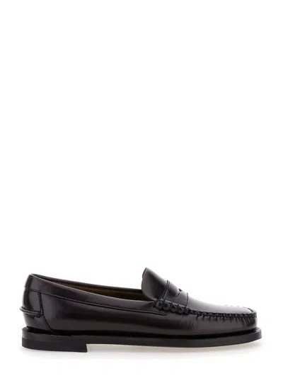 Sebago 'dan' Bordeaux Pull-on Loafers In Leather Woman In Red