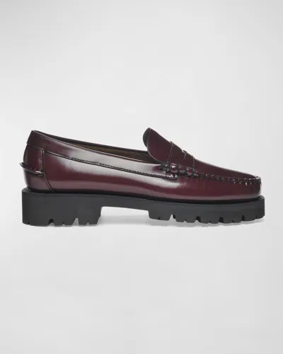 Sebago Dan Casual Lug-sole Penny Loafers In Garnet