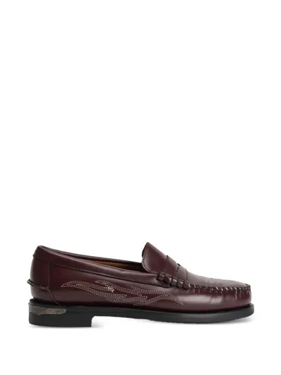Sebago Dan El Paso Embroidered Leather Loafers In Brown