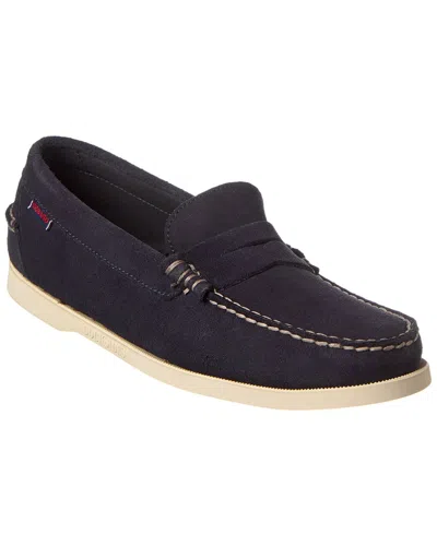 Sebago Portland Leather Boat Shoes In Navy