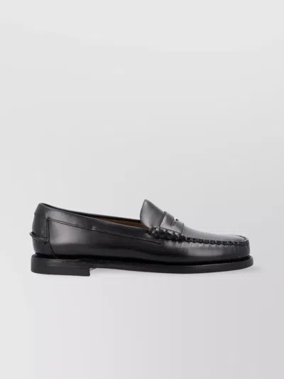 Sebago Black Leather Loafers In Nero Nero