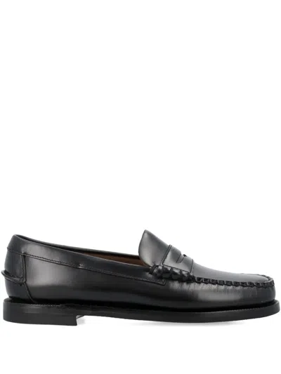 Sebago Black Leather Loafers In Nero Nero
