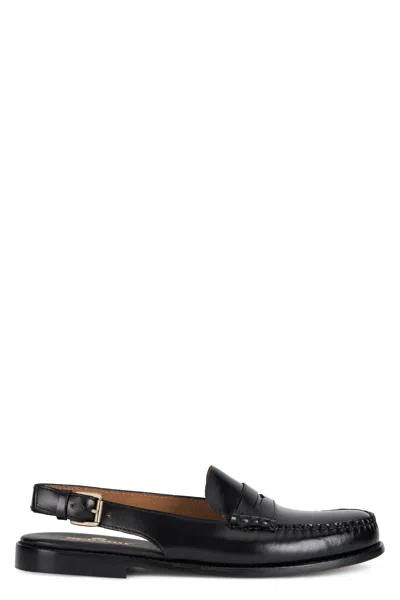 Sebago Dan Low-profile Leather Slip-on Sandals With Back Buckle In Black