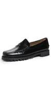 Sebago Dan Lug Leather Loafers Black In Black