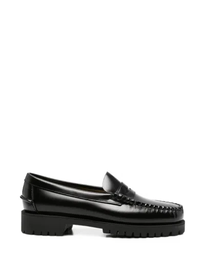 Sebago Dark Burgundy Patent Leather Commando Sole Loafers In White