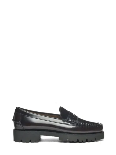 Sebago Dan Lug Polished Leather Moccasin Loafers In Black
