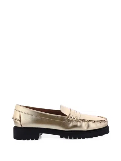 Sebago Dan Met Lug-sole Loafers In Gold