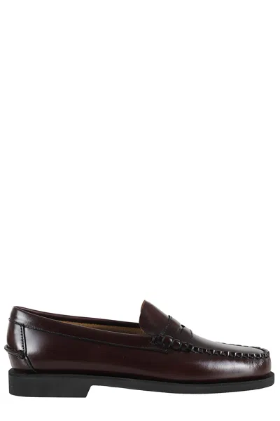 Sebago Classic Dan Brushed Full-grain Leather Loafers In Black