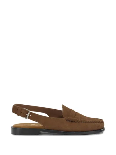 Sebago Dan Brown Leather Leather Sabot In Animal Print