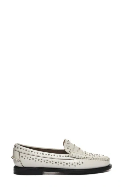 Sebago Classic Dan Loafer White With Studs In Animal Print